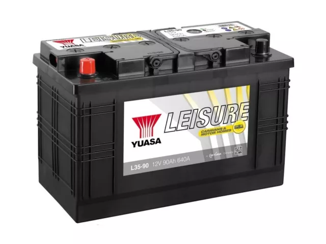 Batterie Decharge lente Camping car Bateau Yuasa L35-90 12v 90ah 350x174x225mm