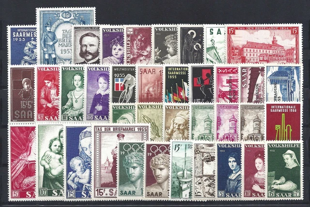 Saarland Mi.Nr. 341-378 Jahrgänge 1953-1956 Komplett Postfrisch** Michel: 82,-