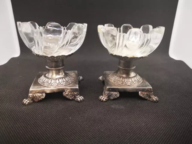 Belle paire de salerons anciens en Argent Massif  3 poinçons 1 vieillard