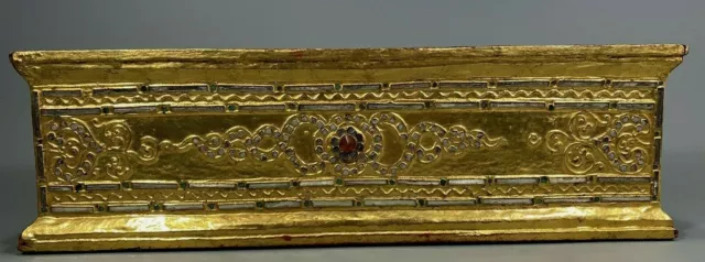 Burma Burmese Carved Gilt Wood Box w/ Glass faux Jewel Decoration ca. 20th c.
