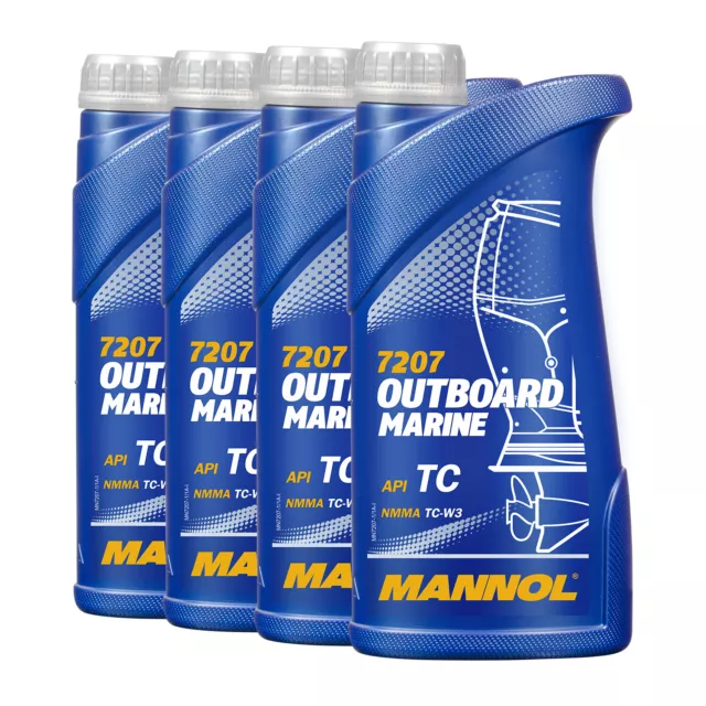 4 (4x1) Liter MANNOL Outboard Marine 2-Takt Mischöl