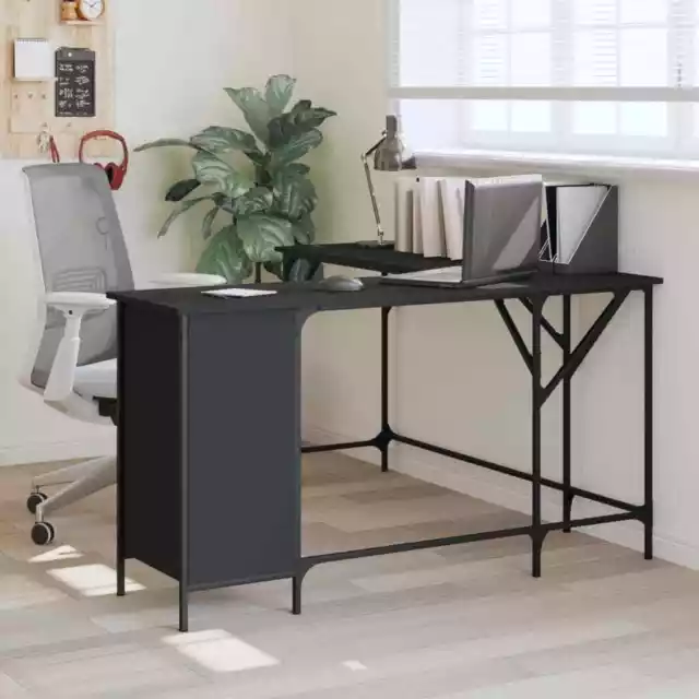 Desk Black 141x141x75 cm Engineered Wood