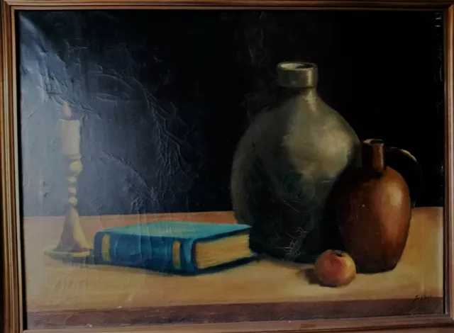 BELLO E INTERESANTE BODEGON ESCUELA EUROPEA FIRMADO J.v.DORN O DORNE SIG XIX O/L