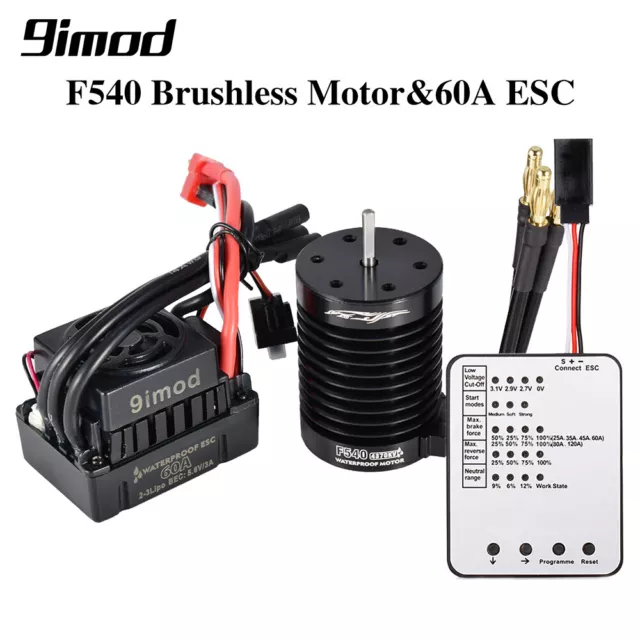 F540-V2 4370KV Brushless Sensorless Motor 3.175mm 60A ESC For 1/10 RC Car Drift