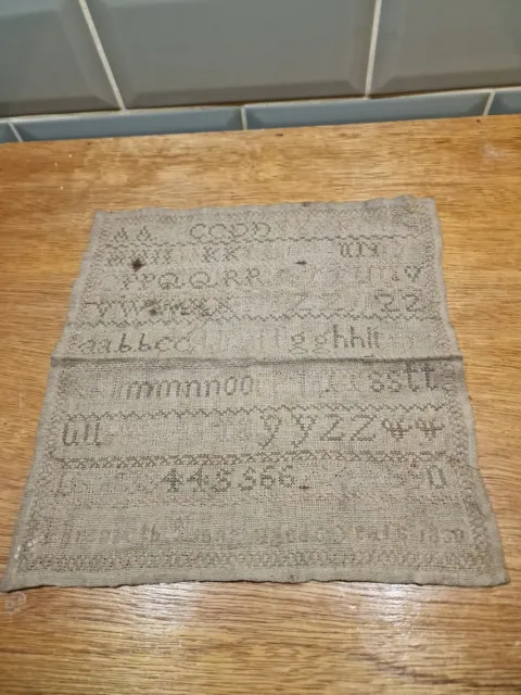 Antique Georgian Early 19thC Cross Stitch Alphabet Number Sampler Elizabeth 1830
