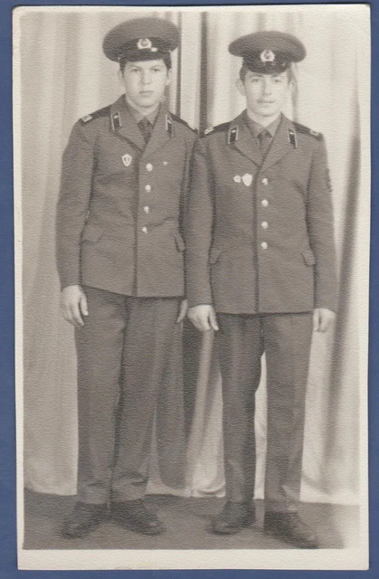 Handsome military Guys in uniform with hats Soviet Vintage Photo USSR