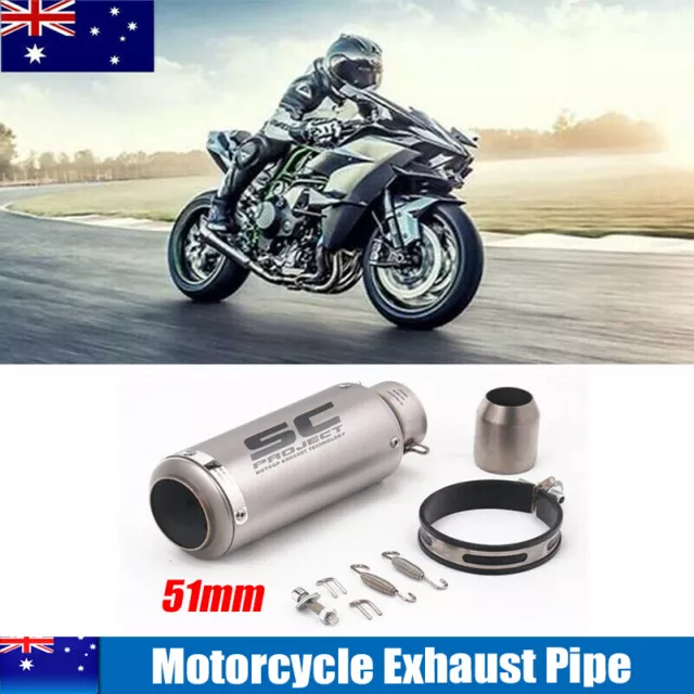 Universal Motorcycle Slip On Exhaust Muffler Pipes Rear Pipe Tailpipe Tips 51mm