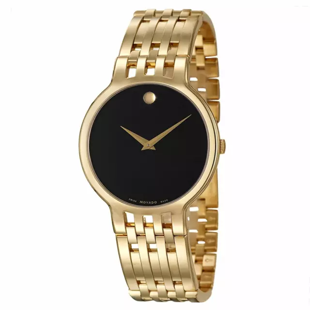 Movado Swiss Esperanza 40mm Black Dial Yellow Gold PVD Stainless Men's Watch