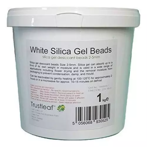 Pure White Silica Gel 1kg (2.2lbs) Moisture Absorber [.5-1.5mm] -  Rechargeable Silica Beads, Silica Gel, Desiccant Beads