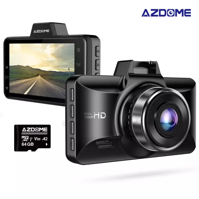 AZDOME Dashcam 3" IPS Auto Kamera1080P HD Video Recorder DVR Nachtsicht G-Sensor