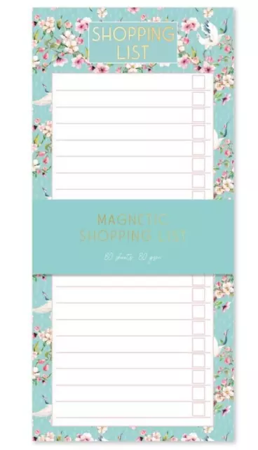 Magnetic Meal Planner & Tear Off Shopping List Note Pad  Floral  Design 80 s