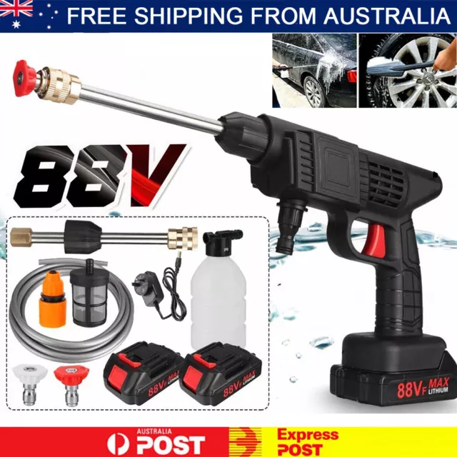 Electric Cordless Pressure Car Washer Gun Spray Water Cleaner Tool W/2 Battery