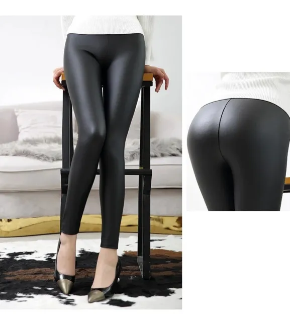 All Over Leggings Leather Faux Spanx High Size Black Waist Women Plus Womens