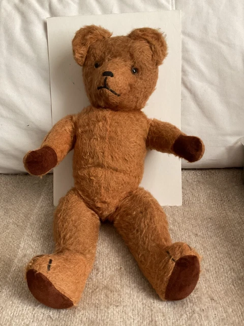 Ancien Ours En Peluche Râpé 35 Cm – Paille Intérieure – État D'Usage