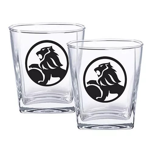 HOLDEN Set of 2 Black Logo Printed Spirit Glasses Man Cave Bar Fathers Day Gift