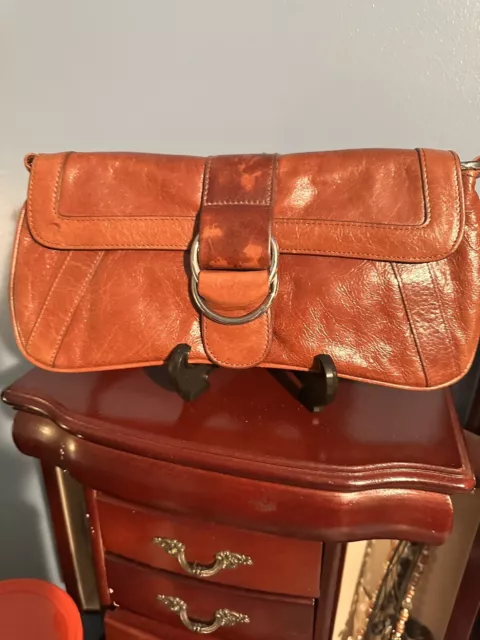 Vintage HOBO International  Leather Clutch Purse Handbag Brown