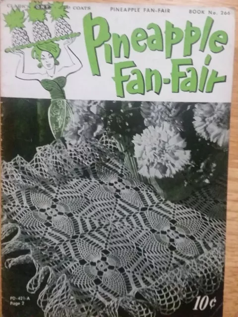 PINEAPPLE FAN-FAIR 266 Doilies Crochet Pattern Book  Clark's J&P Vintage 1950s