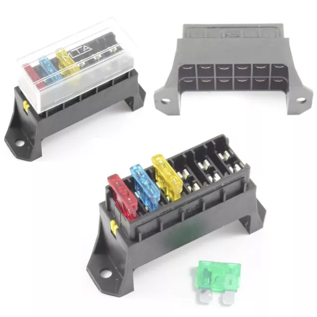 Fuse Box 6 Way for Standard Blade Fuses ATO Holder / Block Base Entry