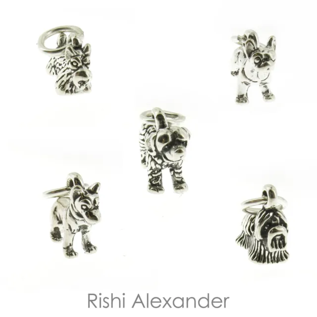 925 Sterling Silver Dog Puppy Charms Small Charms Most Breeds Made in America