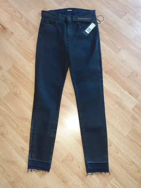 HUDSON-Barbara High-Rise Super Skinny Ankle Black Coated Jeans-Sz 25-NWT