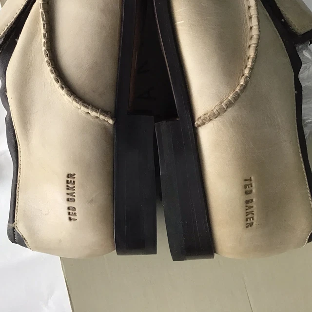 Mocassini slip on da uomo Ted Baker London in pelle taglia UK 11 estate sabbia/beige