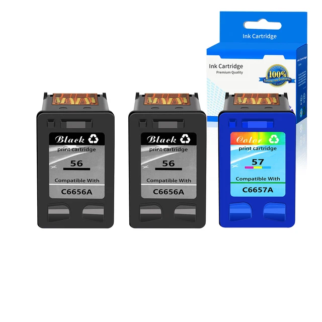 Compatible with 2PK 56 Black+1PK 57 Color Ink For HP Deskjet 5850 9650 9670 9680