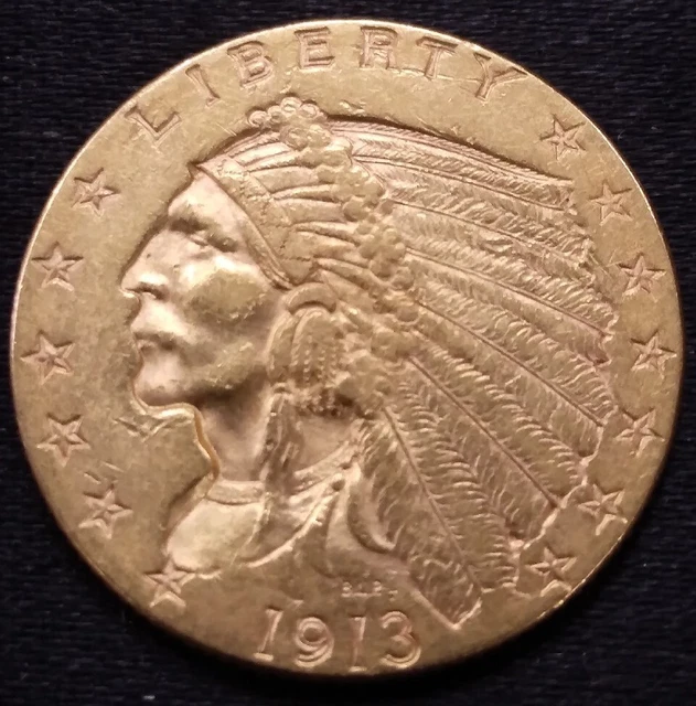 1913 Indian Head $2.50 Gold Quarter Eagle