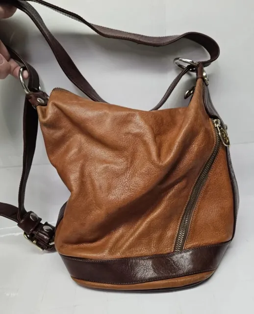Vintage Marino Orlandi Dark Brown Tan Embossed Leather Shoulder Strap Grab  Bag Tote Purse Multi Compartment Satchel - Etsy