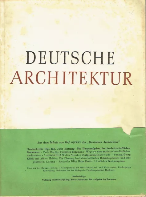 Deutsche Architektur DDR Zeitschrift 1956 Heft 6 Bau Marxwalde Landwirtschaft