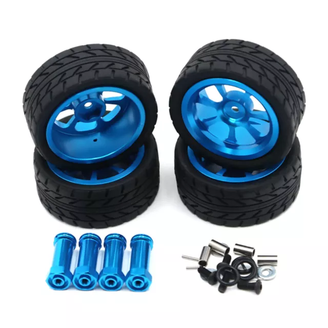 4PCS New Wheels Rim Hubs + Rubber Tires RC Car Metal Parts  For Wltoys 144001