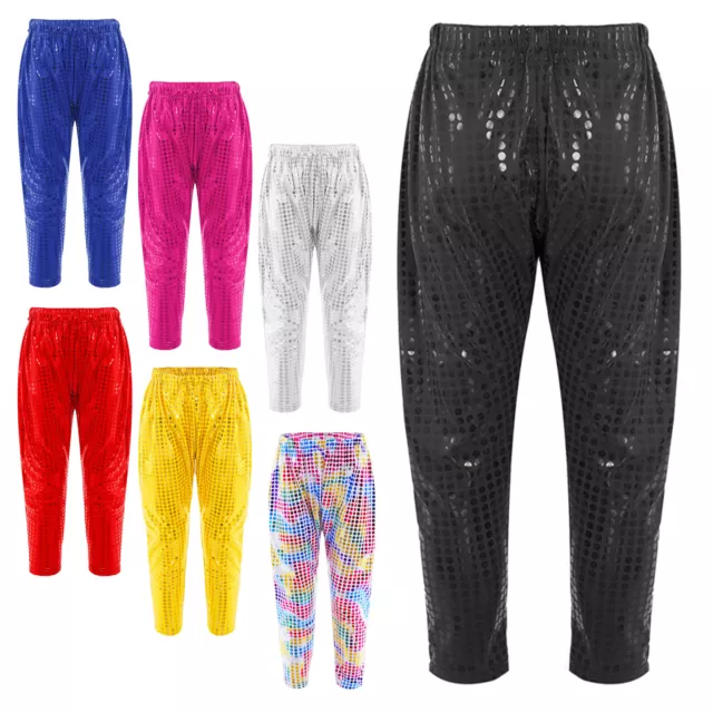 Girls Boys Sequins Hip Hop Jazz Street Dance Harem Pants Performance Trousers