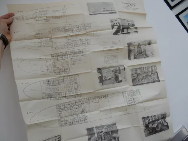 P&O  Deck Plans  Tss Chusan   Unfolds To Large  74/70Cm  1960  Ideal To Frame