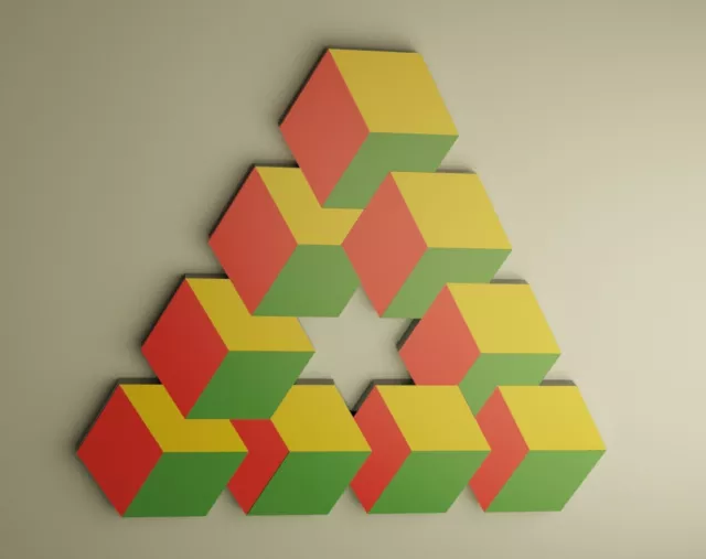 Wall Decor, Impossible Triangle Wooden Wall Art, Two Layer Decor for Every Room