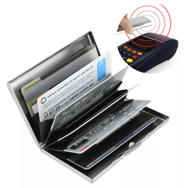 RFID Blocking Wallet ID Credit Card Holder Stainless Steel Slim Protector Purse