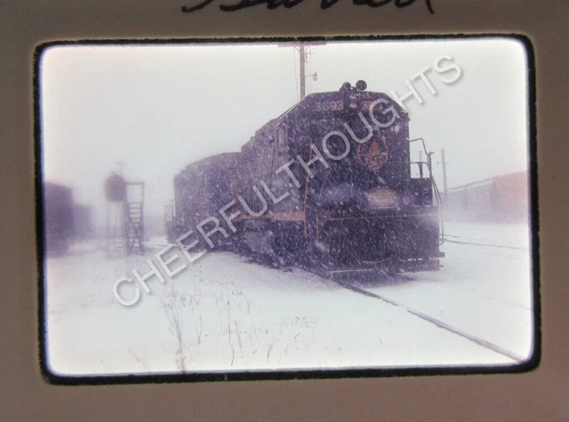 Original '76 Ektachrome Slide B&O Baltimore Ohio 3693 GP40 Heavy Snow     37O40