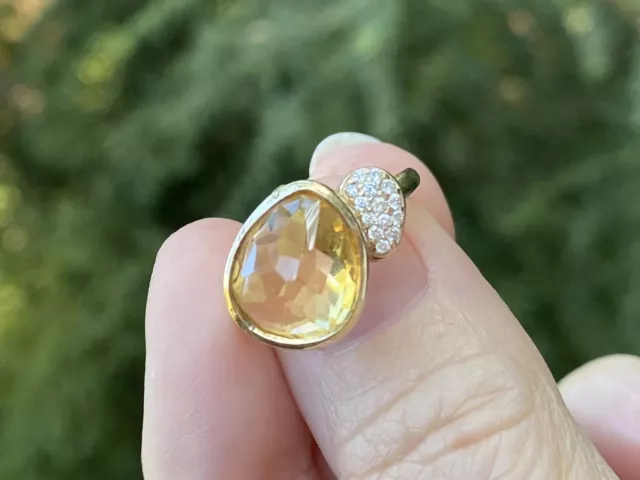 9ct Yellow Gold Citrine And Diamond Ring