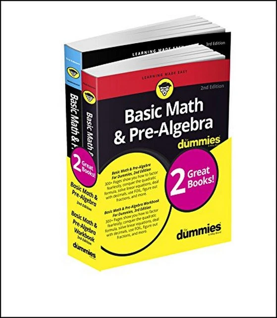 Basic Math & Pre-Algebra Dummies Book + Workbook Bundle