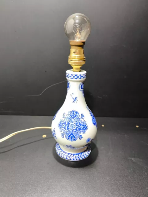 💡Petit Pied De Lampe,  Porcelaine De Gien Decor Vieux Rouen Bleu Et Blanc 💡