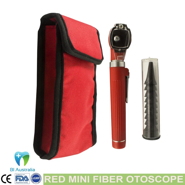 MEDICAL OTOSCOPE FIBER Optic Red ENT Examination Diagnostic Kit Set For