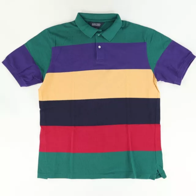 VTG Lands' End Made in USA Cotton Colorblock Polo Shirt Men's XL