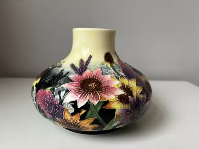 Old Tupton Ware Summer Bouquet Squat Vase Hand Painted Floral Design