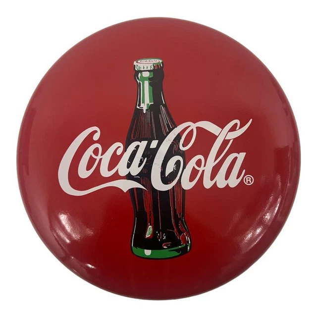 Targa Insegna Bottone Coca Cola in Latta