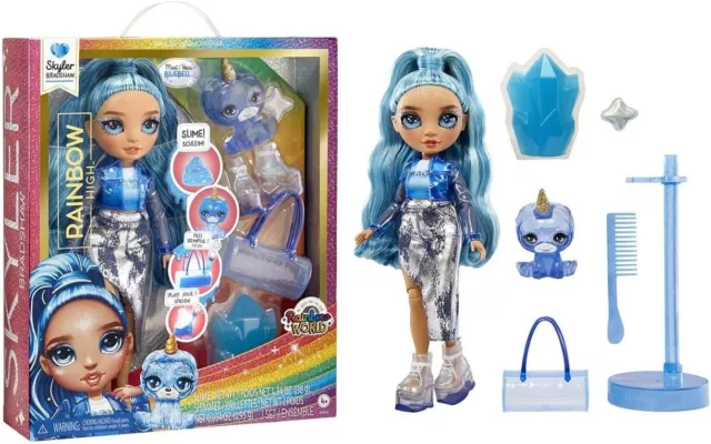 NEW RAINBOW HIGH Skyler with Sparkle Slime Kit & Pet - Blue 11” Shimmer ...