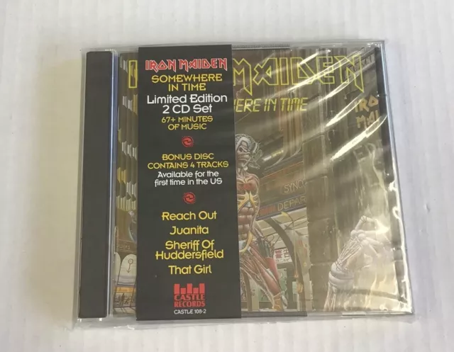 IRON MAIDEN - Somewhere In Time - 1995 Double CD USA Pressing on Castle 108-2