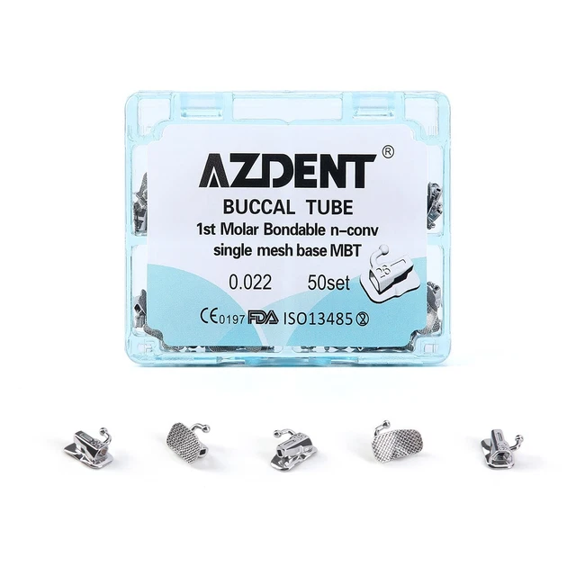 50Sets Dental Ortho 1st Molar MBT.022 Buccal Tube Bondable Non-Conv Mesh Base