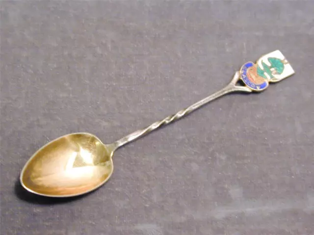 Sydney & Co Sterling Silver Glasgow Enameled Souvenir Spoon Gold Wash 1920