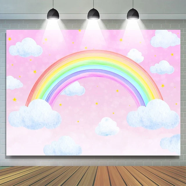 Pink White Cloud She Turns 1 Arch Birthday Backdrop