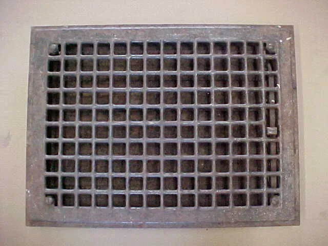 Vintage Metal Floor Grate Vent  With Louvers 16" X 12 "  Lot 15