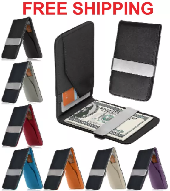 Slim Mens Wallet Money Clip PU Leather RFID Blocking Bifold Credit Card Holder