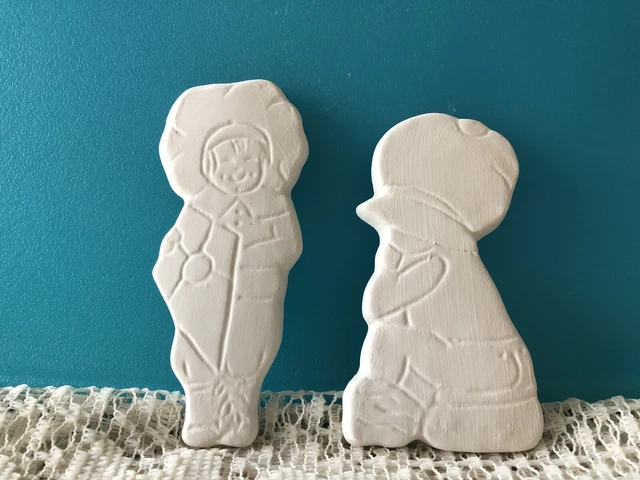 T1 - 2 imanes o alfileres de cerámica para niños grandes listos para pintar